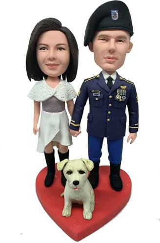 RODMAIE Benutzerdefinierte Bobbleheads Paar mit Haustieren, Hochzeitspaar Goldene Hochzeit Auniversary, personalisierte Wackelköpfe als beste Geburtstagsgeschenke für Paare