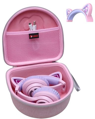 XANAD Étui Housse pour OHAANYY/Xunpuls/VuyKoo/QCXWCJWD/Usoun Casque Enfant Bluetooth sans Fil Casque Cat Pliable (Rose)