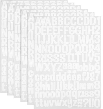 PATIKIL Vinyl Buchstaben Zahlen Aufkleber Set, 756 Stück 6 Blätter Selbstklebende Aufkleber für Briefkastenschild Adresse DIY Bastelkarten (Weiß)