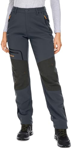 yeyity Damen Wanderhose Wasserdicht Softshellhose Skihose Winddicht Warm Gefüttert Winter Outdoorhose Schneehose Snowboardhose Trekkinghose(6081,Grau,M)