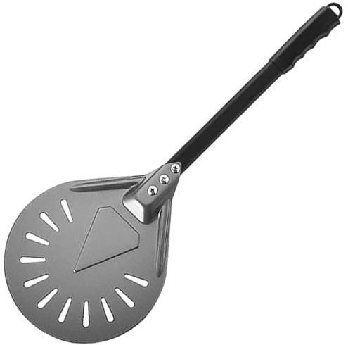 NihaoWXM 7/9 Inch Kitchen Perforated Pizza Turning Peel Round Lightweight Metal Pizza Peel Spinner For Outdoor Pizza Oven Accessories Aluminum Pizza Paddle(9inch Black)