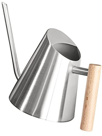 CIYODO Regadera para Plantas Interiores y Exteriores Inoxidable con Mango De Madera