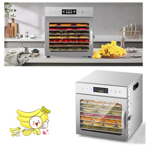 Generic 8 Trays Food Dehydrator For Home, Un Freeze Dryer Machine Adjustable Time Temperature Control, For Candy & Snacks Fruit Beef Chicken Fish Jerky Vegetables