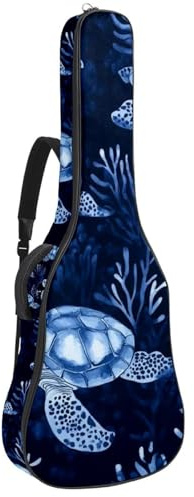 Bassgitarrentasche mit blauen Unterwasser-Tieren Schildkröten 66, Tasche für Akustikgitarre, 101,6 cm (40 Zoll) E-Gitarrenkoffer, wasserdichte Oxford-E-Gitarre, Gigbag für akustische Konzertgitarre,