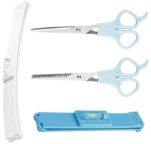 1 set de herramientas de corte de pelo,Clip de pelo,Herramienta de corte de pelo para el flequillo,Inicio DIY Peluquería Tijeras Regla Styling Kit,para Bangs,Capas y Split Ends