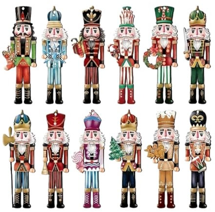 MagiDeal 12 Pezzi Statuette di schiaccianoci Decorazioni in Legno di schiaccianoci Decorazioni Natalizie Statuette di schiaccianoci in Legno per Soggiorno