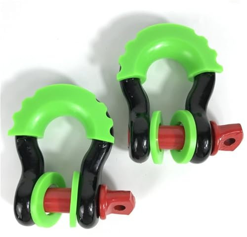 Abschleppseil Rostfreier 5/8 Zoll D-Ring-Schäkel mit Isolatoren und Unterlegscheiben, 19,5 Tonnen (42990 Pfund), maximale Bruchfestigkeit, 4x4-Abschlepphaken Synthetisches Windenseil-Kit(2pcs- black g