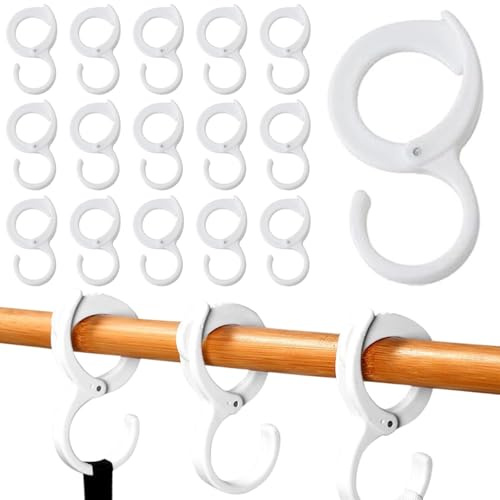HSYTEK 15 Stück Garderobenhaken Weiß, Haken zum Einhängen mit Schnalle, Anti Drop Kunststoffhaken, S Haken Groß, Haken für Kleiderstange, Kleiderhaken, für Schrank, Küche, Schlafzimmer, Bad, Garten