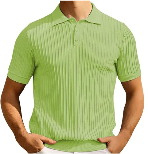 Camiseta Hombre Polo de Manga Corta Camisa Tejidos de Punto Verano Casual Color sólido Cuello en V Botones Oficina Negocios Moda Original Deportivos Golf T-Shirt Slim Fit Tops tee