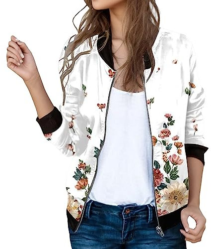 Giacca Donna Primaverile, Giacchetto Bomber Giacca da Pilota Elegante Bomber Casual Zip Up Solido Cappotto Antivento Giacca Outwear Giacca a Vento con Tasche Elegante Giacca per Il Tempo Libero