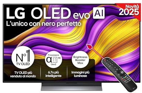 LG OLED evo AI G5 TV 48 pollici, Smart TV 4K, Base da appoggio inclusa, Processore α11 Gen2, Brightness Booster, webOS con AI, Dolby Vision e Atmos, VRR e GSYNC 4K@144Hz, OLED48G56LS 2025