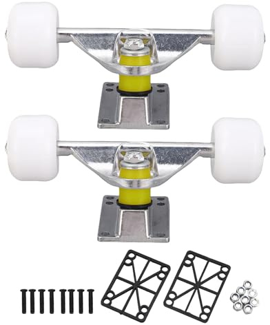 SUNGOOYUE Skateboard Trucks Wheels Set, Paquete de 2 Aleaciones de Aluminio de 5 Pulgadas Camiones de Calles de 45 Mm Ruedas de Agarre para el Truco de Patinaje Callejero (Silver)