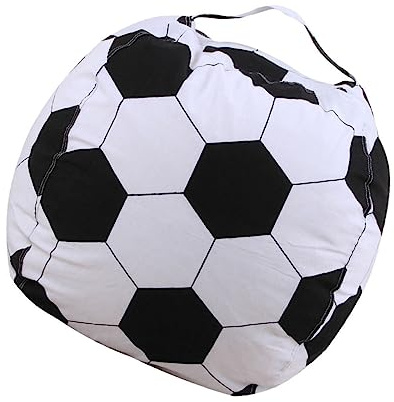 MOLUCKFU Stuffed Animal Storage Bean Bag Chair Cover Football Pattern Organizer Lounger Breathable Polyester Seating for Reading and Playrooms