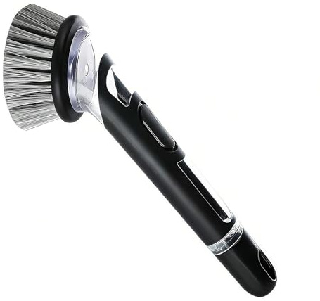 Spülbürste mit Seifenspender: Bürste mit rutschfestem Griff, langlebige Borsten, Geschirrbürste, ideal für Töpfe, Pfannen, Spüle und Küchenreinigung