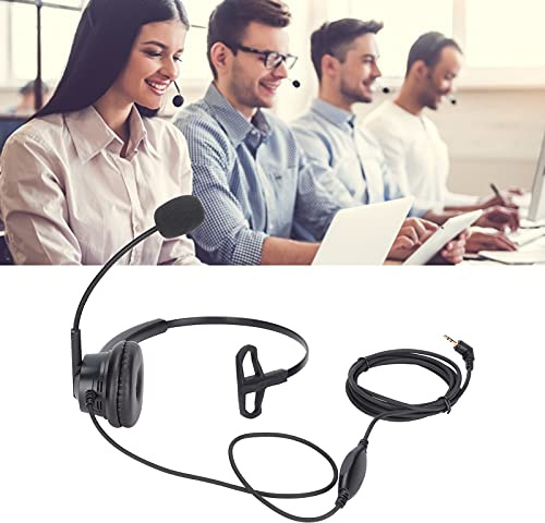 BAFOVY Cuffia Aziendale da 2,5 Mm con Microfono Archetto Regolabile con Cancellazione del Rumore per Telefoni DECT Cordless Fissi Call Center Telecomunicazioni