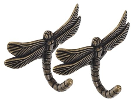 DIKACA 2 Stück Libellen Wandhaken Vintage Kleiderhaken Aus Zinklegierung Zum Aufhängen Von Kleidung Und Hüten Dekorative Haken Für Badezimmer Tür Und Wand