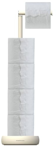 Toilet Paper Holder Stand with 5 Roll Storage Weighted Base (Matt Cream)
