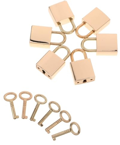 Ciieeo Candado Pequeño Dorado Mini 6 Piezas con Llave Candado Metálico Brillante Aleación para Maleta Joyero Agenda y Mochila Compacto para Uso en Viaje y Hogar