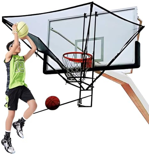 Basketball-Rücklaufgerät mit Auffangnetz, 180° drehbarer Startwinkel, tragbarer Rebounder-Trainer für Outdoor-Hoop-Übung