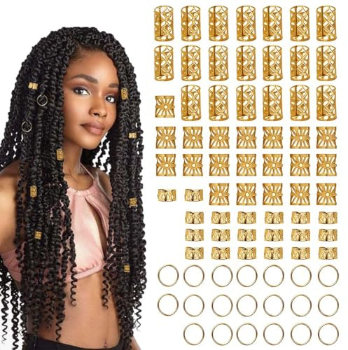 80pcs Dreadlock Perline Clip a Spirale,Gioielli Dreadlocks Trecce Clip, Capelli Treccia,Accessori Decorazione,Per Uomini e Donne(Oro)