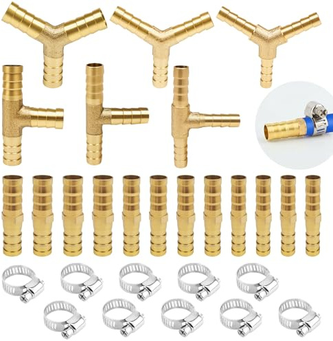 18 Pièces Raccord Durite Essence avec 10 Colliers de Serrage Type droit / T / Y Raccord de Tuyau de Carburant Convient pour les tuyaux d'air, les tuyaux d'eau, les tuyaux de carburant (6 / 8 / 10 mm)