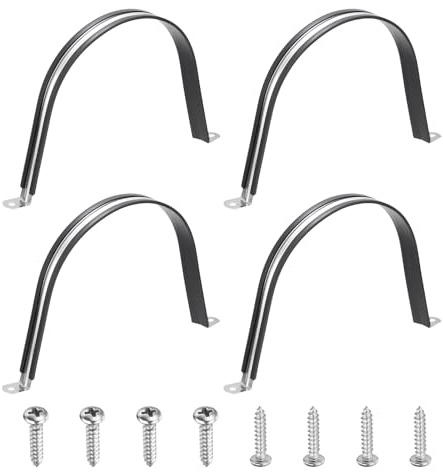 QUARKZMAN 4 Stk 160mm (6-5/16) Kabelklemme 304 Edelstahl Gummi Beschichtete Polsterung Isolierte Kabelklemmen U Halter Rohrschelle Mit M4x20mm Schrauben Für Schlauch Rohr Draht Schwarz