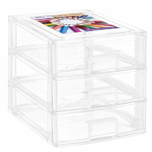 Schubladenbox DIN A4 3 Schubladen 35,5x26,5x26,5cm transparent Kunststoff