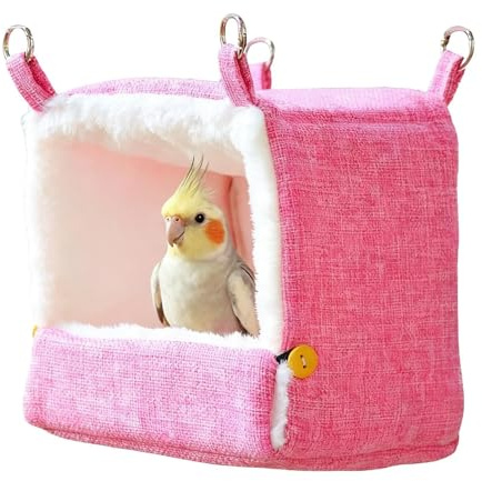 Parakeet Bed Heated 5 Temperature Hammock | Winter Heating Plush Bird Nest for Home Outdoor Balcony Indoor Garden Yard Lovebirds Conure Cockatoos Finches