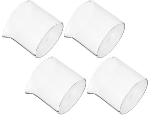 Mini Jarra de Leche de Vidrio Transparente 110ml 4 Piezas | Borde de Vertido, Estilo Vintage y Diseño Único, Apta para Agua o Leche, Uso en Café y Té