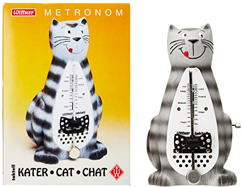 Wittner Metronom Taktell Tierform Serie 839 - Kunststoffgehäuse - Ohne Glocke - Kater - Mechanisch zum Aufziehen - Keine Batterien erforderlich - Made in Germany