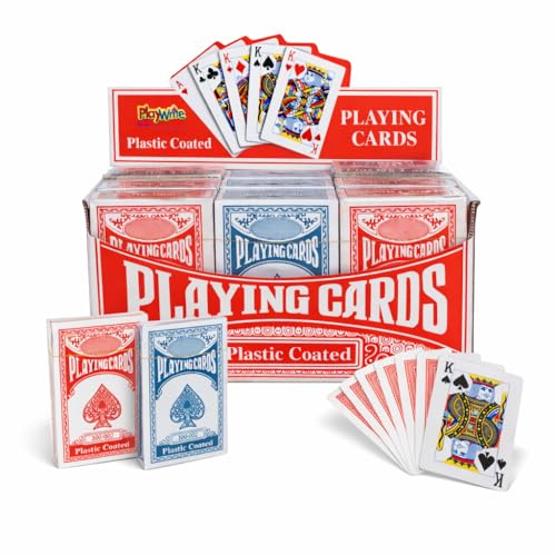 Playwrite Playing Cards – 12 Pack Value Set – Plastic Coated Poker Size Cards for Family Games, Parties & Travel