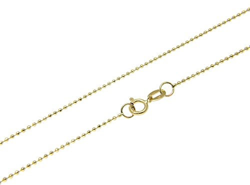 SA Chains 1mm 14k Gold Plated on Solid Sterling Silver 925 Italian Diamond Cut Ball Bead Link Chain Necklace Bracelet Anklet with Spring Ring Clasp - inch 34/85cm