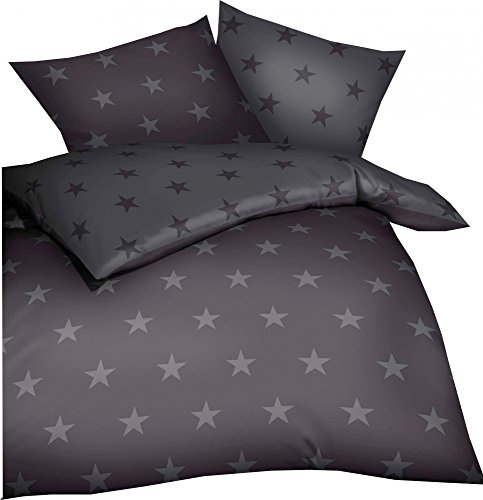 Kaeppel Feinbiber-Bettwäsche Stars, 2-TLG. Zinn, 155X220 cm