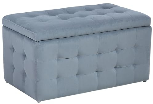 Hocker mit Stauraum Deckel Samt grau Bettbank Truhe Fußhocker Modern Michigan