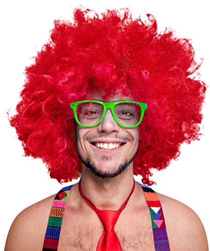 Balinco – XXL Afro Perücke in Rot Extra große Lockenperücke mit 280g für Herren & Damen – Lustige Afroperücke mit Locken für Karneval, Fasching, Motto Party uvm. – Voluminös & angenehm zu tragen