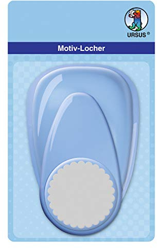 Ursus 19450081 - Motivlocher mit Hebel maxi, Kreis Bogenlinie, blau, ausgestanztes Motiv ca. 50,8 mm, aus Kunststoff mit Metallstanze, geeignet für Grammaturen von 160 220 g /qm