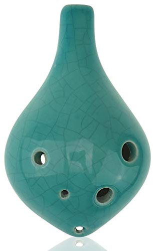 6 Hole Ocarina Ceramic Ocarina Wine Bottle Style Ice Crack Glazed Craft China Blue - Alto C, Gift Idea