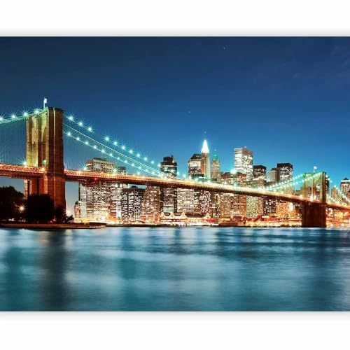 murando - Tapete Brooklyn Bridge 400x309cm - Foto Tapete Schlafzimmer Wohnzimmer Moderne Vliestapete XXL Wandtapete Motivtapeten Bildtapete 3d Effekt Wand Dekoration - New York Stadt Amerika Brücke
