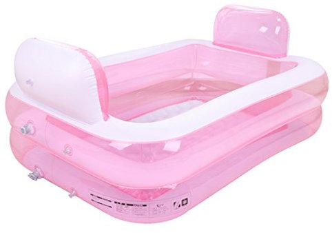 Baignoire pliante gonflable, grande taille baignoire double portable baignoire rose d'isolation plus épaisse SPA adulte piscine antidérapante enfants, pliable douche d'air de voyage bassin baignoire