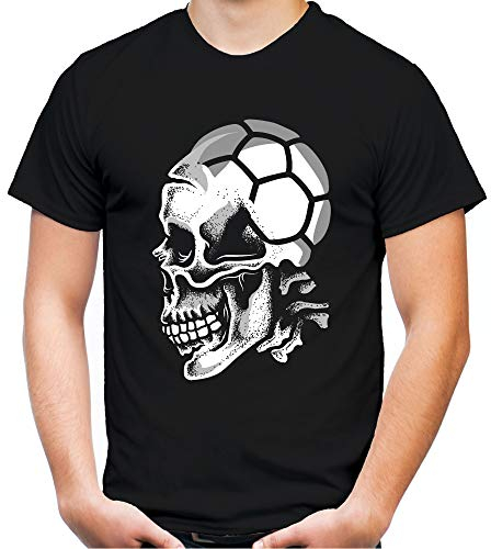 Sport Skull Handball Männer und Herren T-Shirt | Sport Totenkopf (L, Schwarz)