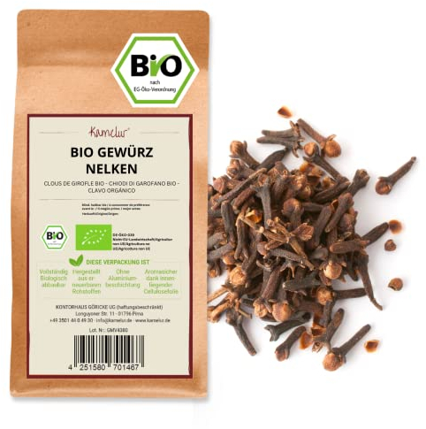 250g di chiodi di garofano biologici interi - chiodi di garofano aromatici organici, senza additivi - la spezia perfetta per il pan di zenzero - in confezione biodegradabile