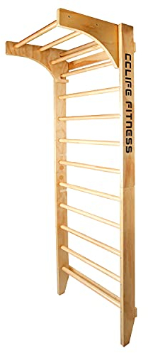 CCLIFE Sprossenwand Kletterwand Turnwand höhenverstellbare Klimmzugstange Klettergerüst Holz Kinder Indoor Erwachsener ZERRO