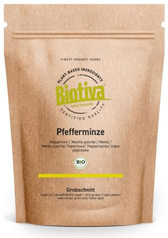 Biotiva Pepparmint Organic Grobschnitt 100g - mynta - Mentha x pipe - förpackas och kontrolleras i Tyskland (DE-ECO-005)