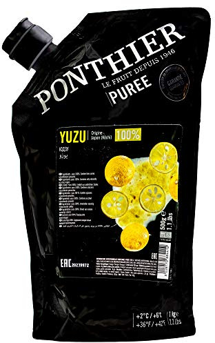 Food-United YUZU PÜREE Japanische-Zitrus-Frucht-Püree von Ponthier 2x1kg für Frucht-Yuzukosho-Smoothie-Sorbet-Quark-Gelée-Saft-Sake ausgewählte Früchte bester Qualität