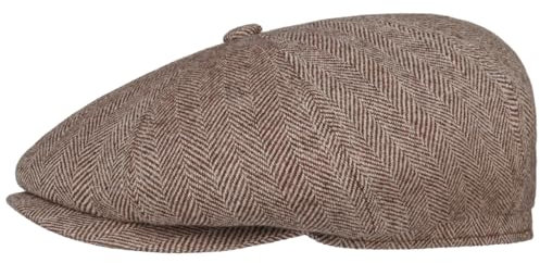 Stetson Hatteras Twotone Herringbone Flatcap Made in Germany Herren beige-rot 56 cm