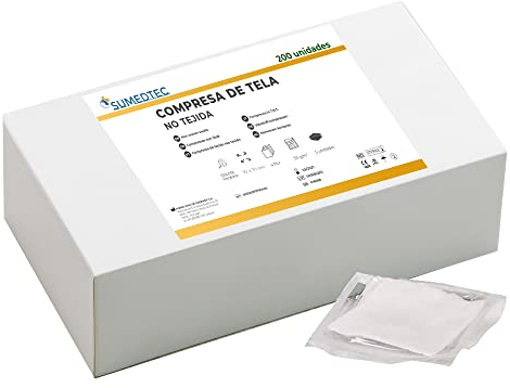 SUMEDTEC - 200 x Gasas estériles de 10 x 10 cm Suaves de Tejido no tejido para el cuidado de heridas suministros médicos de primeros auxilios 200 piezas 10 x 10 cm