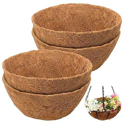 4 pezzi fodera per cesto appeso fodere di ricambio in fibra di cocco per cesti appesi a parete fodera in fibra di cocco naturale fodera di ricambio fodera a forma di cesto fioriera semicircolare