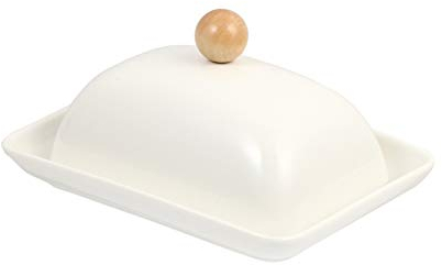 Butter Dish Butter Container with Lid Ceramic Cheese Case Dessert Plate Deluxe Butter Keeper for Counter Makes Spreading Effortless（White) Butter Keeper Container