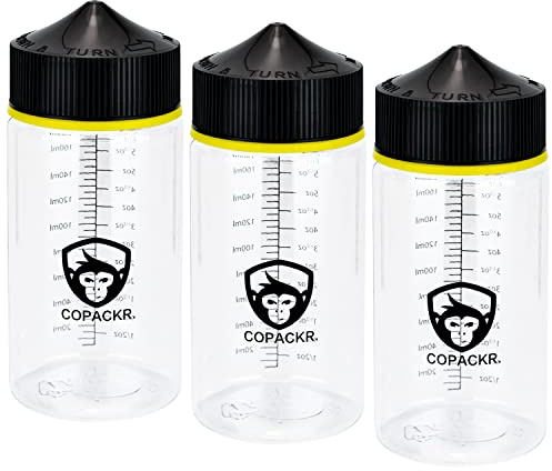 Copackr Chubby Gorilla V3 Tropfflaschen - Perfekt für Reisen - Flüssigkeitsflaschen - mit kindersicherer Kappe - 3er-Set (200ml)