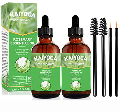 Set di 2 oli essenziali di rosmarino, olio di rosmarino per la crescita dei capelli nutre il cuoio capelluto stimola la crescita dei capelli per uomini donne 60 ml